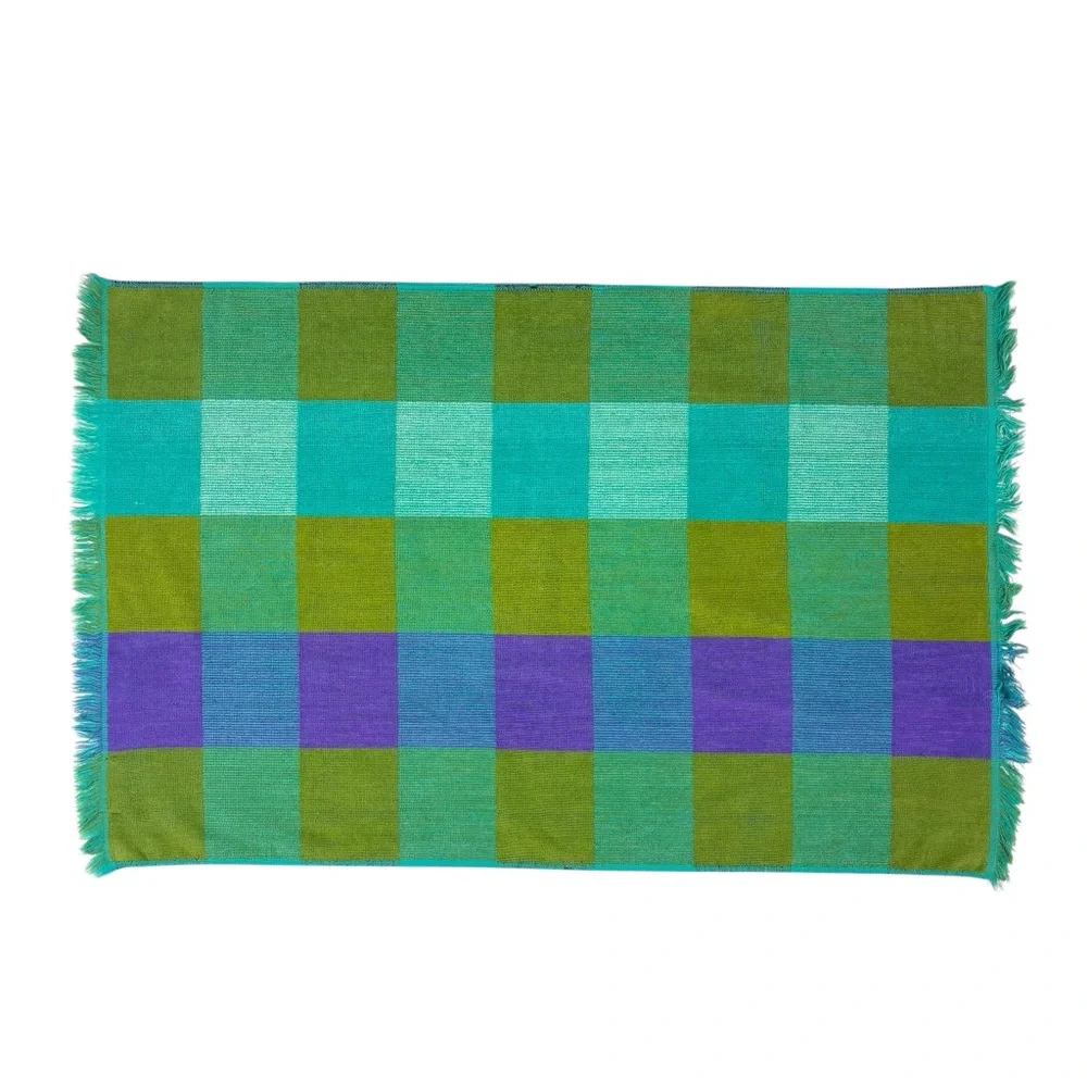Cannon Royal Family Vintage Green Blue Purple Checkered Bath Towel